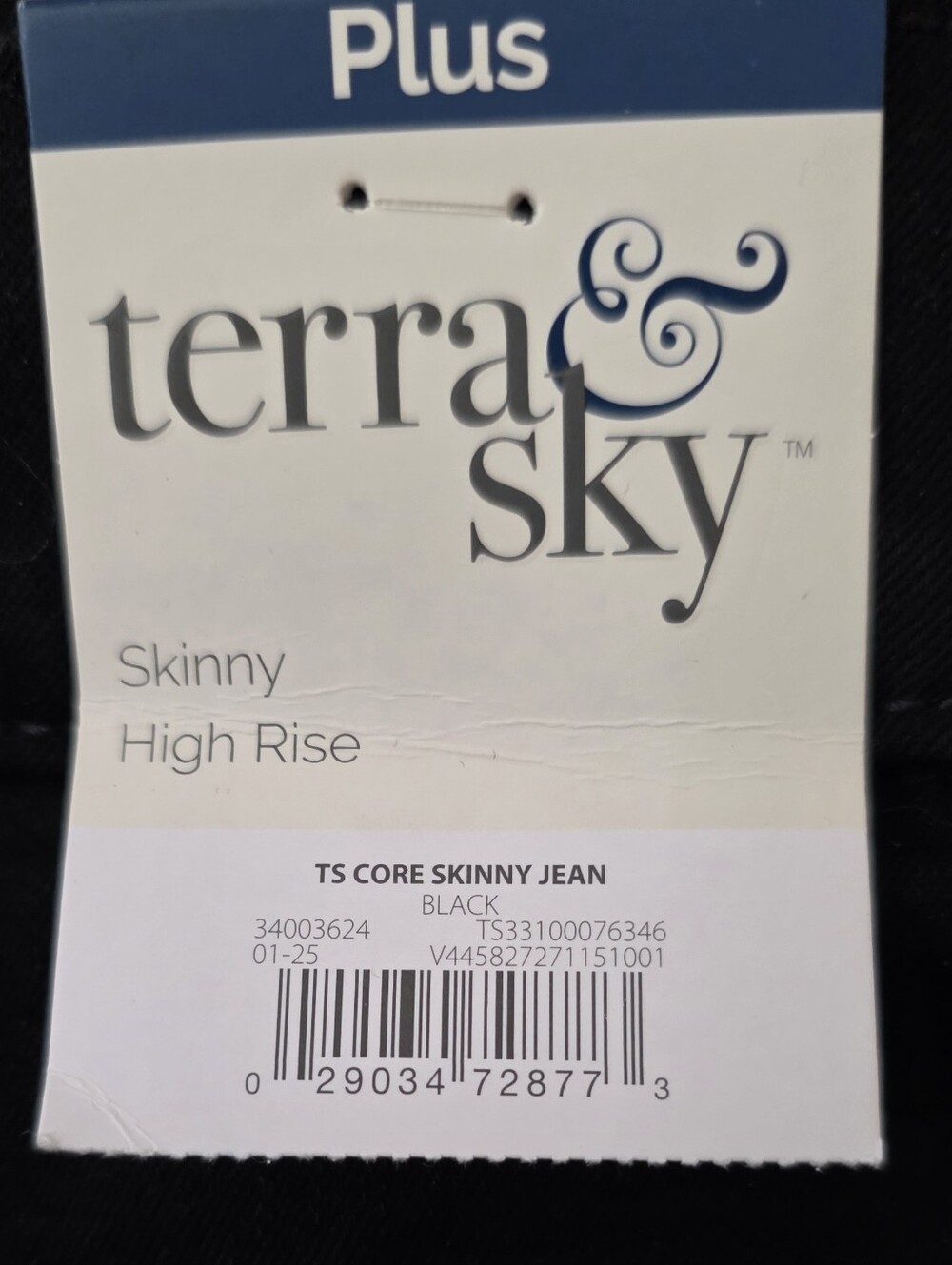 NWT Terra & Sky Black Denim Womens Plus 16W High-Rise 5 Pocket Skinny Jeans - Picture 3 of 6